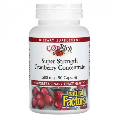 Natural Factors, CranRich, Super Strength, концентрат клюквы, 500 мг, 90 капсул Natural Factors, CranRich, Super Strength, концентрат клюквы, 500 мг, 90 капсул